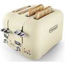 De'Longhi CTO4.BG Argento Flora 4 Slice Toaster - Beige